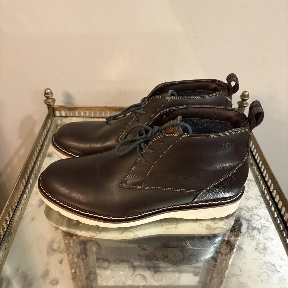 Nunn Bush‎ Chukka Boots Mens Size 8 Brown Leather Wedge Comfort Gel 81179-249